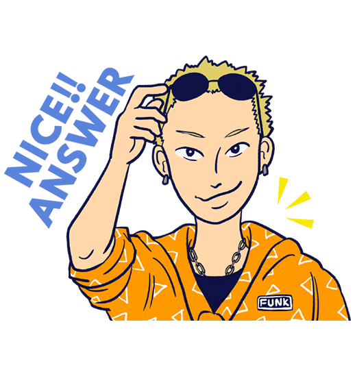 サングラスを持ち上げる短髪の男性キャラクター